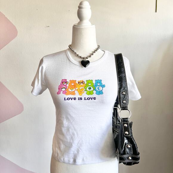 Care Bears‎ Baby Tee, Pride Y2K Kawaii Coquette Nostalgia Whimsical Medium - Picture 1 of 6